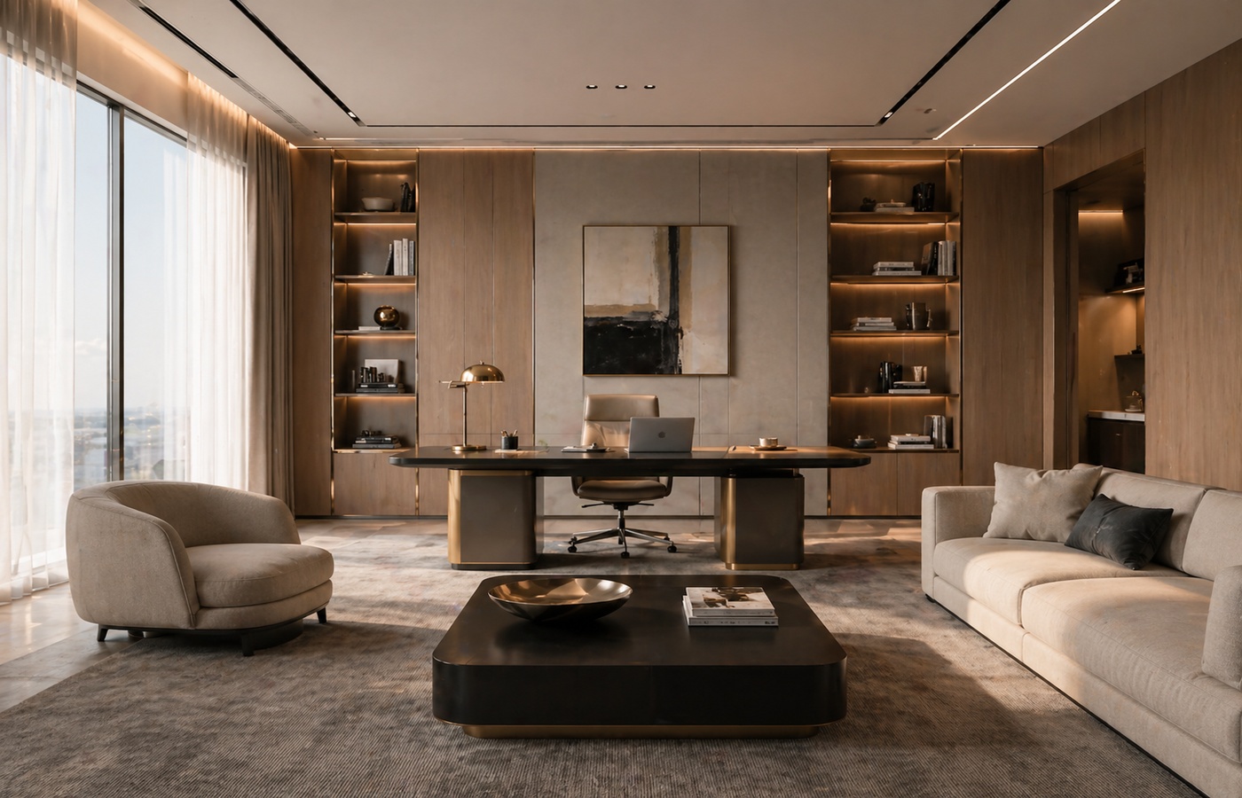 Không gian phòng ăn và phòng khách cao cấp